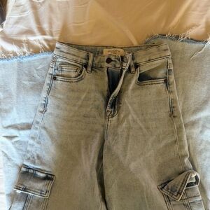 Hidden Light Blue Denim Cargo Jeans